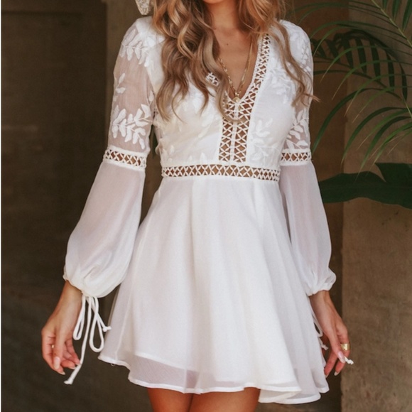 White Summer Dress with Crochet - Picture 1 of 4